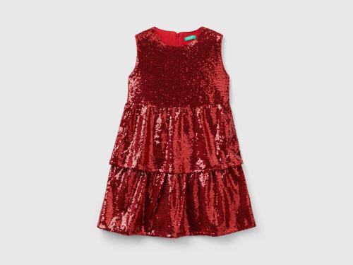 Benetton, Φόρεμα Με Παγιέτες, size XL, Κοκκινο, Παιδικά