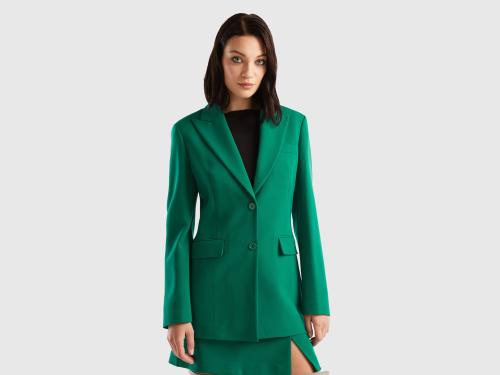 Benetton, Σακάκι Στενό, size 44, Πρασινο, Γυναικεία