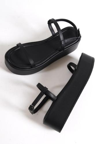 Capone Outfitters Capone Women's Black Double Strap Wedge Heels Womens Black Flatform Sandals.
