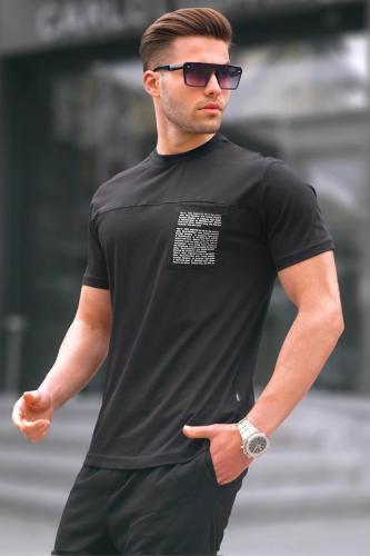 Madmext Black Men's Regular Fit T-Shirt with Patch Pockets 6102.