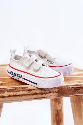 Παιδικά υφασμάτινα sneakers με Velcro BIG STAR KK374085 Λευκό