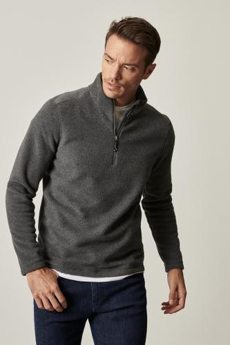 AC&Co / Altınyıldız Classics Men's Anthracite Anti-pilling Anti-Pilling Standard Fit Bato Collar Cold-Proof Fleece Sweatshirt.