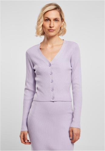 Women's sweater with short ribbed lilac knit