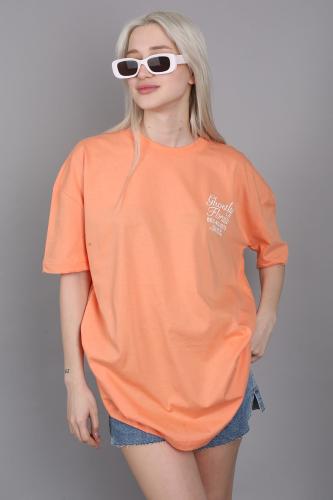 Madmext Orange Printed Oversized T-Shirt