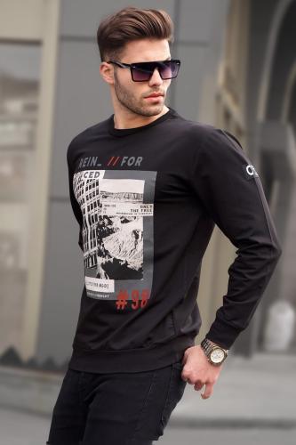 Madmext Black Printed Men's Sweatshirt 2197