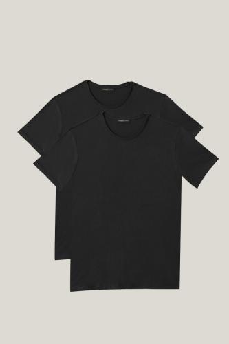 AC&Co / Altınyıldız Classics Men's Black Slim Fit Slim Fit Crew Neck 100% Cotton T-Shirt 2-pack.