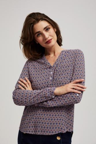Patterned blouse with V-neck