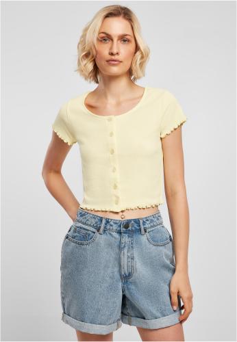 Women's T-shirt with buttons and ribs in soft yellow color