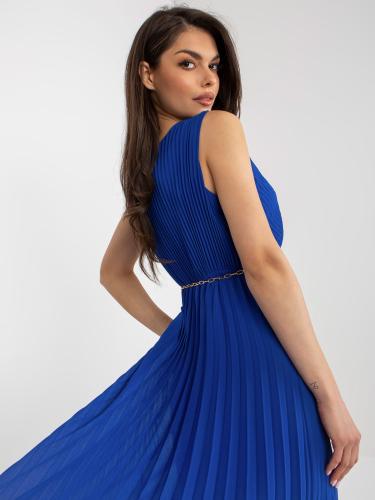 Πλισέ μίντι φόρεμα σε μπλε κοβαλτίου με ζώνη