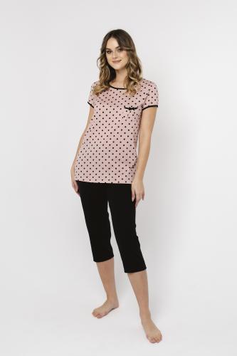 Women's pyjamas Bonilla, short sleeves, 3/4 leg - print/black