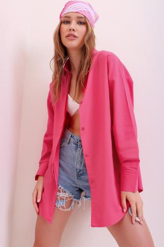 Trend Alaçatı Stili Shirt - Ροζ - Χαλαρή εφαρμογή