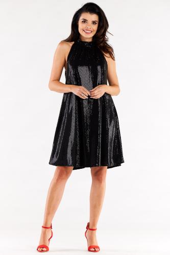 Awama Γυναικείο Φόρεμα A563 Μαύρο/Κουκκίδες