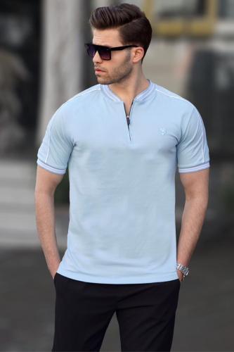 Madmext Blue Polo Collar Men's T-Shirt 9281