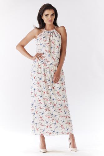 Awama Woman's Dress A184 Ecru/Pattern