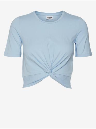 Γαλάζιο γυναικείο cropped T-shirt με κόμπο Noisy May Twiggi - Γυναικεία