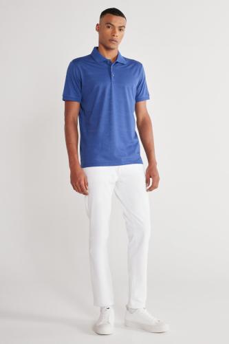 ALTINYILDIZ CLASSICS Men's Indigo Slim Fit Slim Fit Polo Neck Jacquard Short Sleeved T-Shirt.