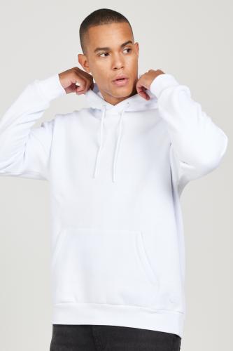 AC&Co / Altınyıldız Classics Men's White Standard Fit Regular Cut Inner Fleece 3 Thread Hooded Cotton Sweatshirt
