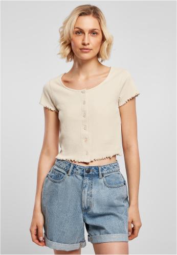 Women's Soft Seagrass T-Shirt Cropped Button Up Rib