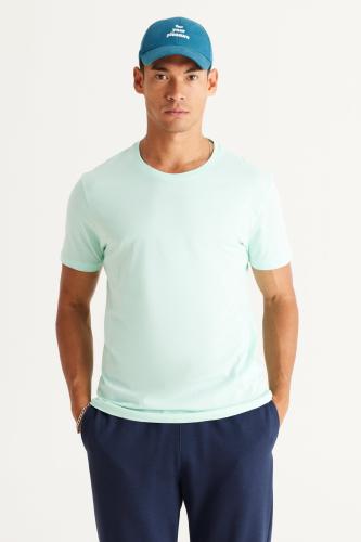 AC&Co / Altınyıldız Classics Men's Mint 100% Cotton Slim Fit Slim Fit Crewneck Short Sleeved T-Shirt.