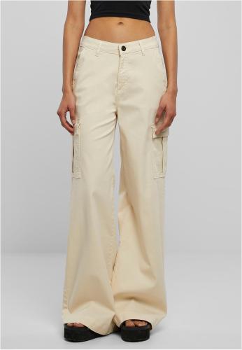 Women's high-waisted and wide-waisted twill trousers Cargo Cargo whitesand