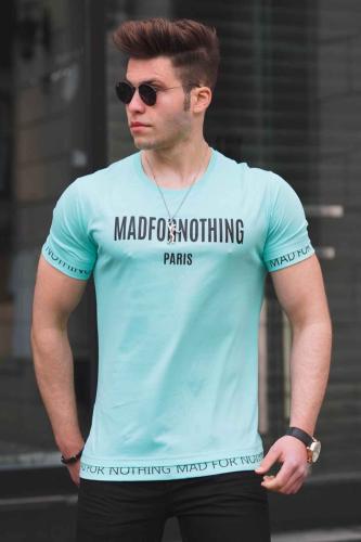 Madmext Printed Men's Turquoise T-Shirt 4588