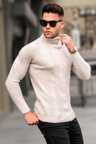 Madmext Stone Patterned Turtleneck Knitwear Sweater 5769