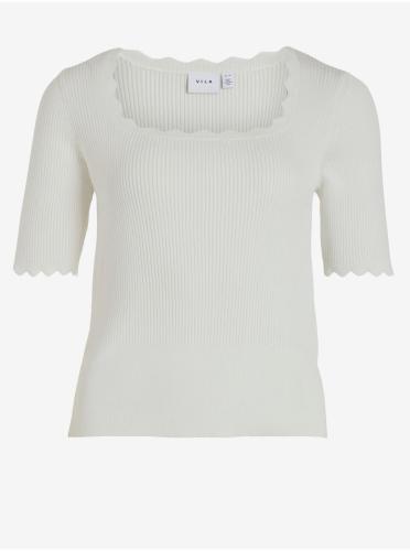 Λευκό Γυναικείο Ribbed T-Shirt VILA Lana - Ladies