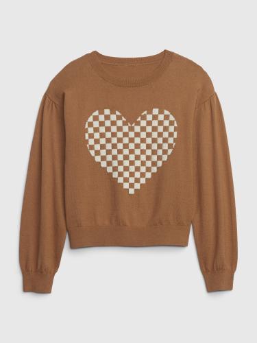 GAP Παιδικό πουλόβερ με καρό καρδιά - Κορίτσια