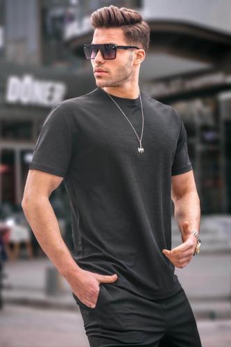 Madmext Black Regular Fit Basic Men's T-Shirt 6069
