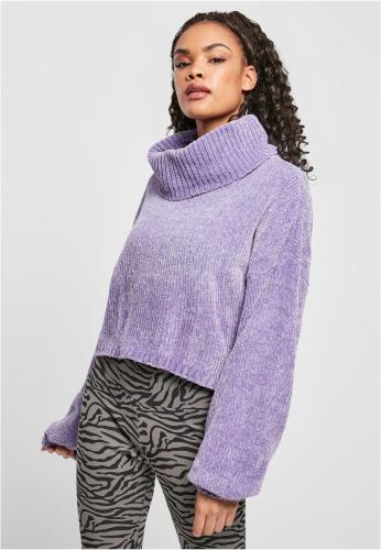Women's short chenille sweater lavender