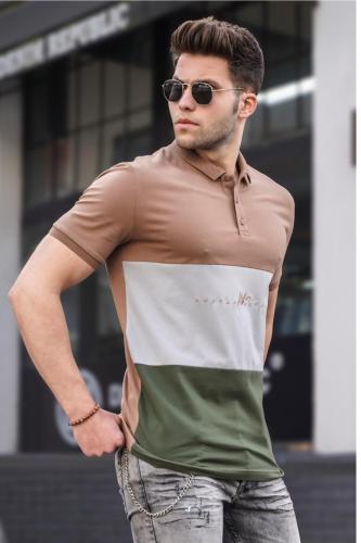 Madmext Men's Polo Collar Brown T-Shirt 5819
