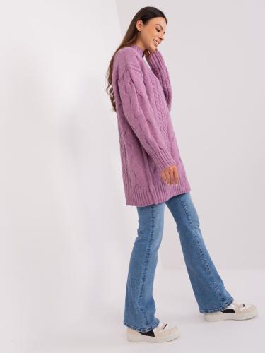 Purple women's turtleneck knit dress