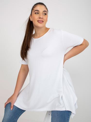 Απλή λευκή μπλούζα plus size με στρογγυλή λαιμόκοψη
