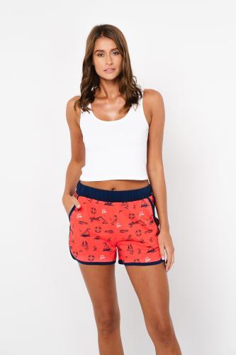 Women's short shorts Marina - red print