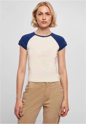 Women's Organic Stretch Short Retro Baseball T-Shirt White Sand/Space Blue