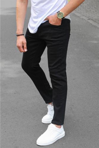 Madmext Men's Black Canvas Slim Fit Trousers