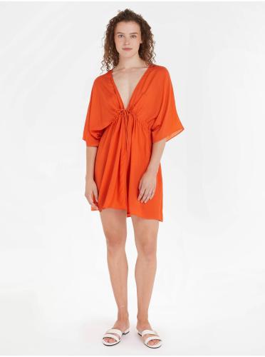Πορτοκαλί Γυναικείο Φόρεμα Tommy Hilfiger Cover Up Κοντό Φόρεμα SS - Γυναικεία