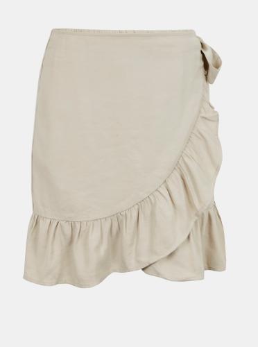Μπεζ wrap φούστα με διακοσμητικά στοιχεία ΜΟΝΟ Olivia - Γυναικεία