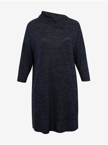 Σκούρο μπλε brindle πουλόβερ φόρεμα Fransa - Γυναικεία