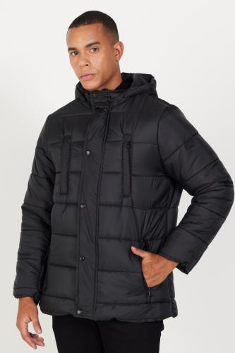 AC&Co / Altınyıldız Classics Men's Black Standard Fit Normal Cut Standing Collar Padded Outdoor Puffy Coat.