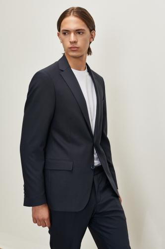 ALTINYILDIZ CLASSICS Men's Dark Navy Blue Slim Fit Slim Fit Slim Fit Monocollar Patterned Wool Suit.