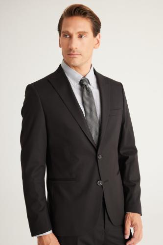 ALTINYILDIZ CLASSICS Men's Black Extra Slim Fit Slim Fit Dovetail Neck Suit