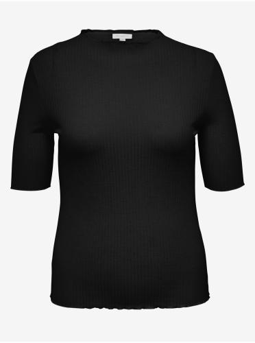 Μαύρο Γυναικείο Ribbed T-Shirt ONLY CARMAKOMA Ally - Γυναικεία