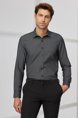 ALTINYILDIZ CLASSICS Men's Black Slim Fit Slim Fit Classic Collar Cotton Dobby Shirt