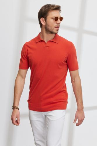 ALTINYILDIZ CLASSICS Ανδρικό πλακάκι Standard Fit Regular Cut Polo Neck Short Sleeves Patterned Knitwear T-Shirt.