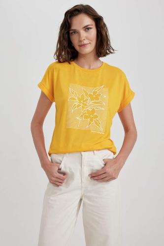 DEFACTO Παραδοσιακό Κοντομάνικο T-Shirt με λαιμόκοψη πληρώματος