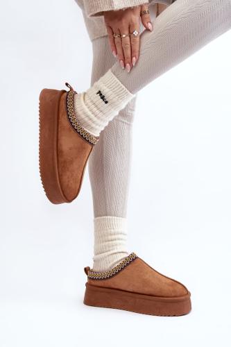 Slippers with thick soles made of Camel Sylva eco-suede