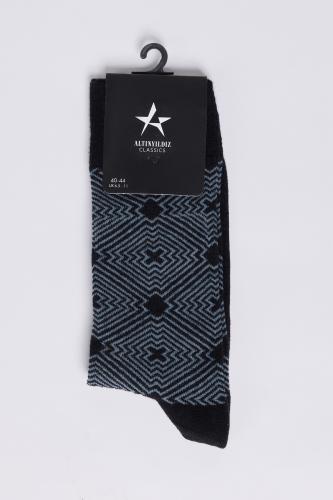 ALTINYILDIZ CLASSICS Men's Black-Grey Patterned Cleat Socks