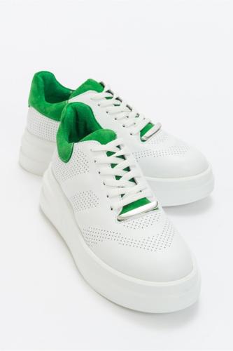 LuviShoes Asse Women's Sneakers With White Green Genuine Leather.