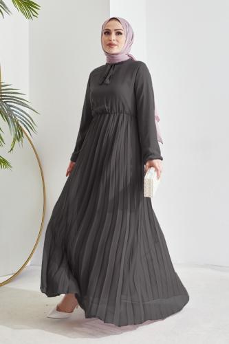 InStyle Πλισέ Limelda Σιφόνι Hijab φόρεμα - Γκρι
